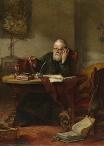 Detalje af: John Milton besøger Galileo Galileo, da en fange af inkvisitionen af Hart, Solomon Alexander (1806-1881)