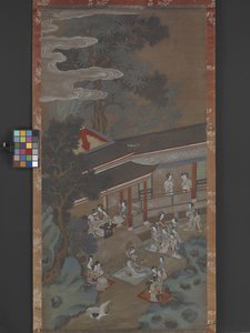 A Revel In The Han Palace, ukendt dato (blæk, farve og guld på papir) af Songnian Liu