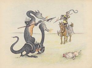 Illustration til Little Twin Dragons af S Rosamond Praeger (farvelitografi) af Sophia Rosamond Praeger