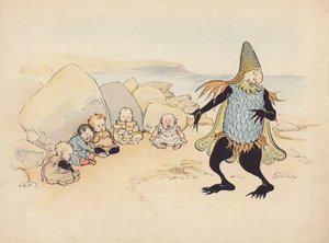 Illustration til Little Twin Dragons af S Rosamond Praeger (farvelitografi) af Sophia Rosamond Praeger