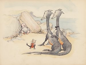 Illustration til Little Twin Dragons af S Rosamond Praeger (farvelitografi) af Sophia Rosamond Praeger