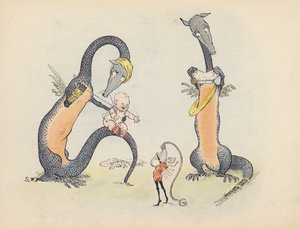 Illustration til Little Twin Dragons af S Rosamond Praeger (farvelitografi) af Sophia Rosamond Praeger