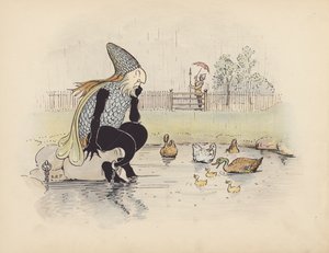Illustration til Little Twin Dragons af S Rosamond Praeger (farvelitografi)