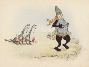 Illustration til Little Twin Dragons af S Rosamond Praeger (farvelitografi)