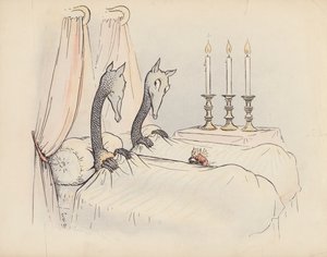 Illustration til Little Twin Dragons af S Rosamond Praeger (farvelitografi)