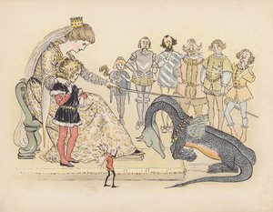 Illustration til Little Twin Dragons af S Rosamond Praeger (farvelitografi)