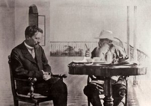 Leo Tolstoj og Anton Tjekhov, russiske forfattere, 1902