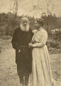 Den russiske forfatter Leo Tolstoy og hans kone, Sophia, Rusland, 23. september 1910.