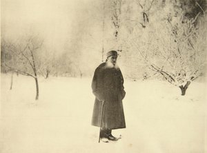 Den russiske forfatter Leo Tolstoy tager en vintertur, 1900-tallet af Sophia Andreevna Tolstaya