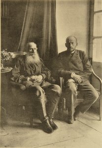 Den russiske forfatter Leo Tolstoj med sin søn Leo, Rusland, 1899
