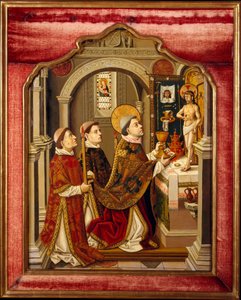 Sankt Gregors messe. af Spanish Painter