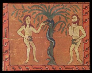 Adam og Eva, fra Sagars altertavle (tempera på panel) af Spanish School