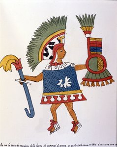 Aztekerkriger i Codex Vaticanus 3738 (Codex Vat. Rios). Faksimile af manuskriptet af dominikaneren Pedro de los Rios, mellem 1570 og 1589, Bibl. Vatikanet. af Spanish School