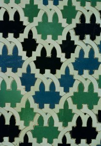 Azulejos-fliser fra sultanernes trone fra Patio de las Doncellas (fajance) af Spanish School