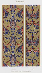 Bånd, side af buer, Court of the Lions (farve litho) af Spanish School