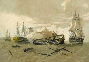 Britisk flåde angriber Castillo del Morro, Cuba, 1761