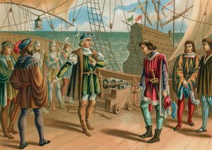 Columbus ignorerer ordrer fra den portugisiske admiral af Spanish School