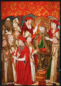 Indvielse af en pave (olie på træ) af Spanish School