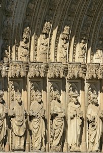Detalje fra Portal of Forgiveness (Puerta del Perdon) centrale portal af Toledo Cathedrals vestfacade, påbegyndt 1418 af Spanish School