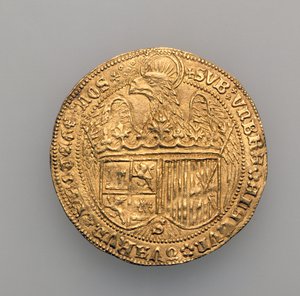 Dobbelt excelente af Ferdinand II af Aragon (1452-1516) og Isabella af Castille (1451-1504), Sevilla mønt, 1475 (guld) (se 168057) af Spanish School