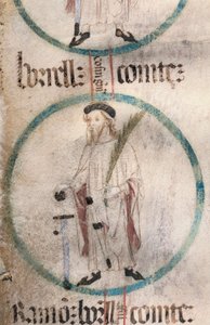Gotisk kunst: portræt af Borrell II (934-992), jarl af Barcelona. Miniature i "Slægtsforskning over kongerne af Aragon og grever af Barcelona". 14.-15. århundrede. af Spanish School
