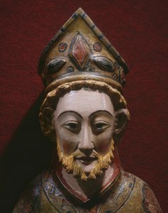 Hoved af Skt. Peter, slutningen af det 13. århundrede-begyndelsen af det 14. århundrede (malet og forgyldt træ)