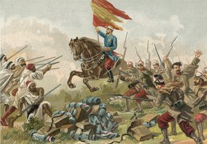 General Prims heltemod i Castillejos, Marokko, 1859 af Spanish School