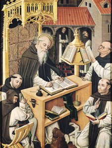 Interiør af et Scriptorium, School of Segovia af Spanish School
