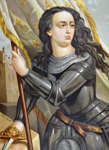 JOAN AF ARC, Saint (1412-1431). Fransk heltinde under Hundredårskrigen. Illustration af berømte mænd og kvinder, af Juan Landa Seix af Spanish School