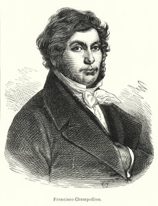 Jean-Francois Champollion, fransk lærd, filolog og dechifrer af oldægyptiske hieroglyffer (litho) af Spanish School