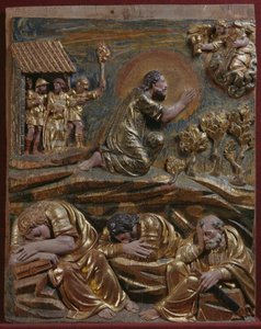 Jesus i Getsemane Have, detalje af en renæssancealtertavle (malet og forgyldt træ) af Spanish School