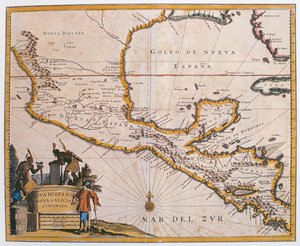 Kort over New Spain, New Galicia og Guatemala, 1625