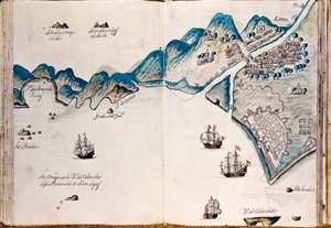 Kort over en del af New Spain, kysten af ​​Peru og byen Lima, fra "Kort over Amerikas kyster i Sydhavet, fra den sidste befolkning af spaniere i dem, som er byen Compostela, og frem" af Spanish School