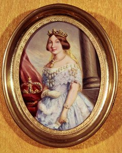 Miniatureportræt af dronning Isabella II (1830-1904) af Spanish School