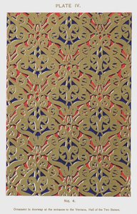 Ornament i døråbningen ved indgangen til Ventana, Hall of the Two Sisters (farve litho) af Spanish School
