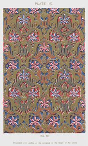Ornament over buer ved indgangen til Lions Court (farve litho) af Spanish School