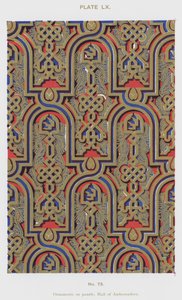 Ornamenter på paneler, Hall of Ambassadors (farve litho) af Spanish School