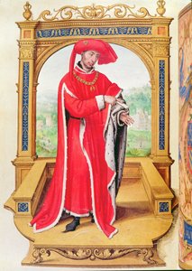 Filip den Gode (1396-1467) hertug af Bourgogne, grundlægger af Det Gyldne Skind, fra Statuts de la Toison dOr af Spanish School