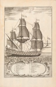 Plade 3 fra The Art of the Naval Armies af Paul Hoste, Leon, 1727 af Spanish School
