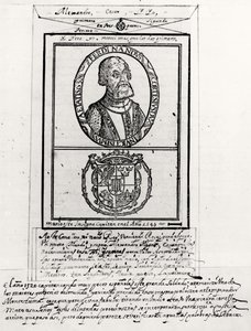 Portræt af Hernando Cortes (1485-1547) og hans arme af Spanish School