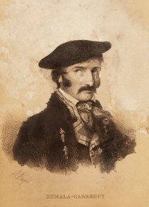 Portræt af Tomas ZumalaCarregui (1788-1835), karakter fra den spanske kampagne eller uafhængighedskrig og første carlistkrig (gravering) af Spanish School