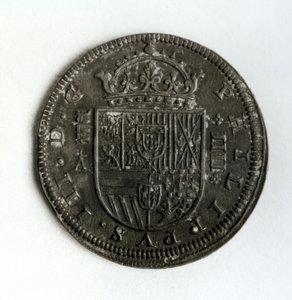 Sølvkronemønt af fire reale fra Filip III af Spanien og Portugal (1578-1621) (sølv)