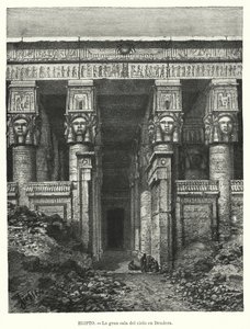 Hathors tempel, Dendera, Egypten (litho) af Spanish School