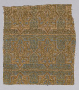 Tekstilfragment fra Chasuble of San Valerius (silke, forgyldt dyresubstrat omkring en silkekerne) af Spanish School