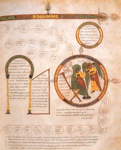 Bebudelsen til Maria og Jesu genealogi, fra den visigotisk-mozarabiske bibel af St. Isidores, fol.10r., 960 e.Kr. (tempera på vellum)