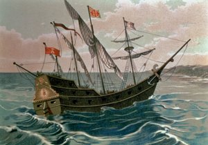 Santa Maria nærmer sig den nye verdens kyst i 1492 fra 