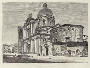 Den gamle og den nye katedral i Brescia af Spanish School