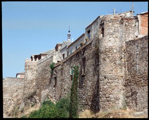 Udsigt over væggene, Toledo Spanien (Udsigt over væggene, Toledo) af Spanish School