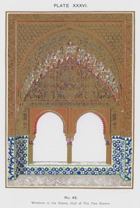 Vinduer i alkoven, Hall of The Two Sisters (farve litho) af Spanish School