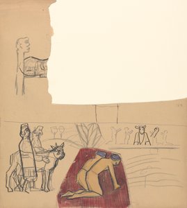 Cave of the Golden Calf: Design til et dekorativt panel, tilbedere og kalv af Spencer Frederick Gore